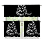 Black And White Gadsden Flag Print 3 Piece Kitchen Curtains