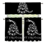 Black And White Gadsden Flag Print 3 Piece Kitchen Curtains