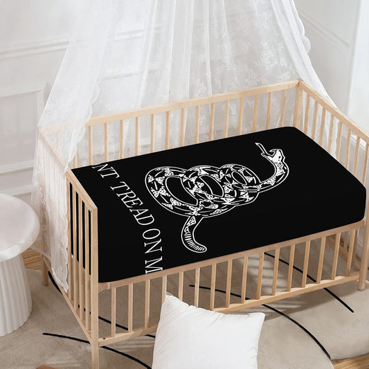 Black And White Gadsden Flag Print Baby Crib Sheet