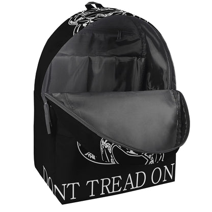 Black And White Gadsden Flag Print Backpack