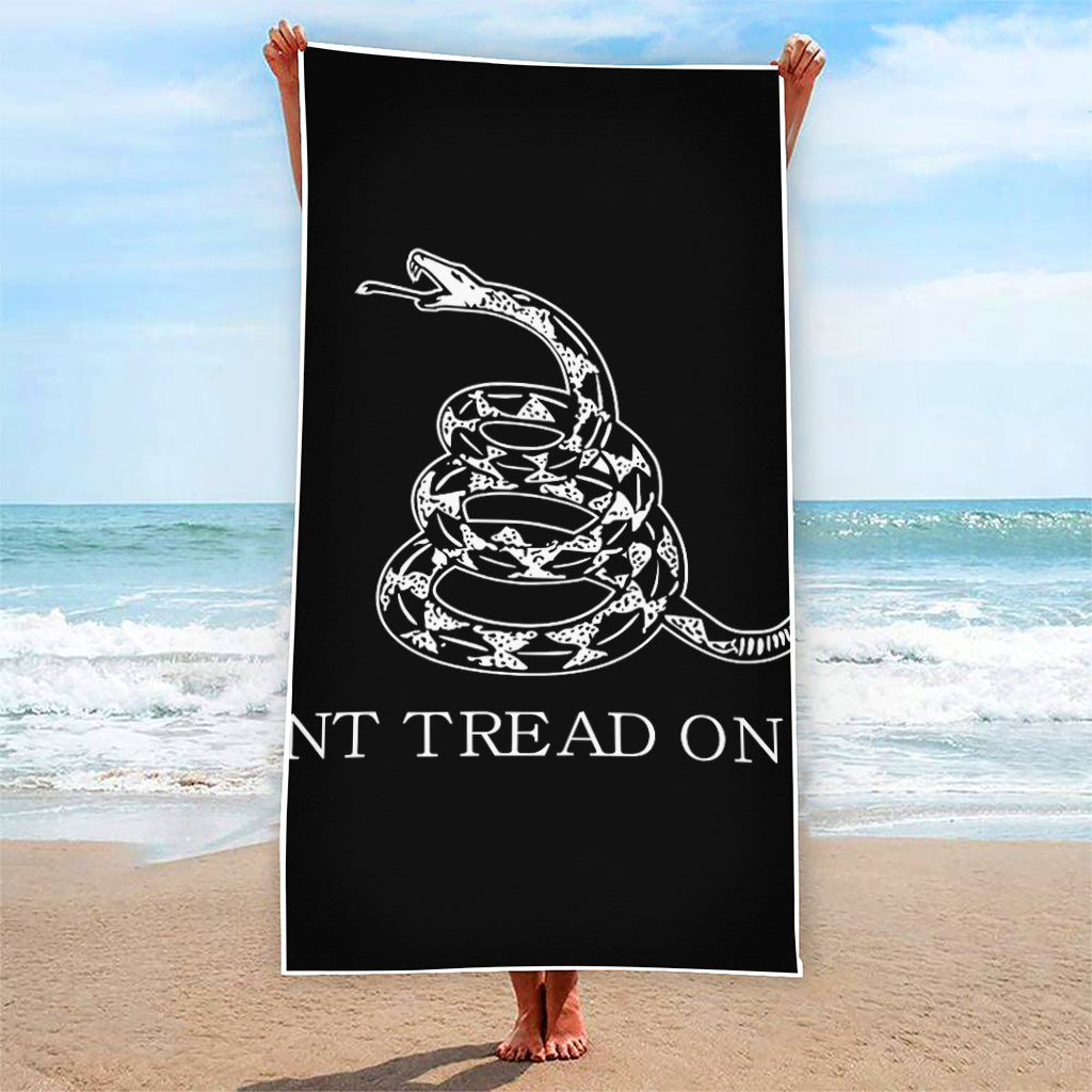 Black And White Gadsden Flag Print Beach Towel