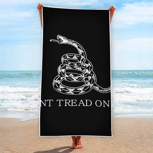 Black And White Gadsden Flag Print Beach Towel