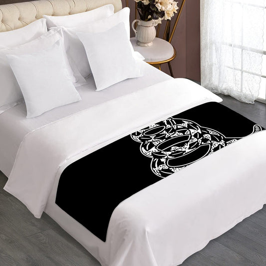 Black And White Gadsden Flag Print Bed Runner