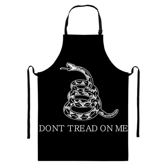 Black And White Gadsden Flag Print Bib Apron With Pocket