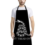 Black And White Gadsden Flag Print Bib Apron With Pocket