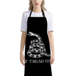 Black And White Gadsden Flag Print Bib Apron With Pocket