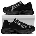 Black And White Gadsden Flag Print Black Chunky Shoes
