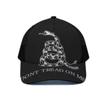 Black And White Gadsden Flag Print Black Mesh Trucker Cap