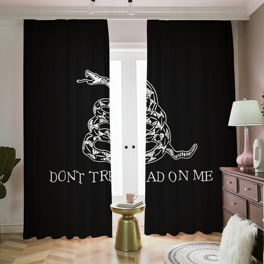 Black And White Gadsden Flag Print Blackout Pencil Pleat Curtains
