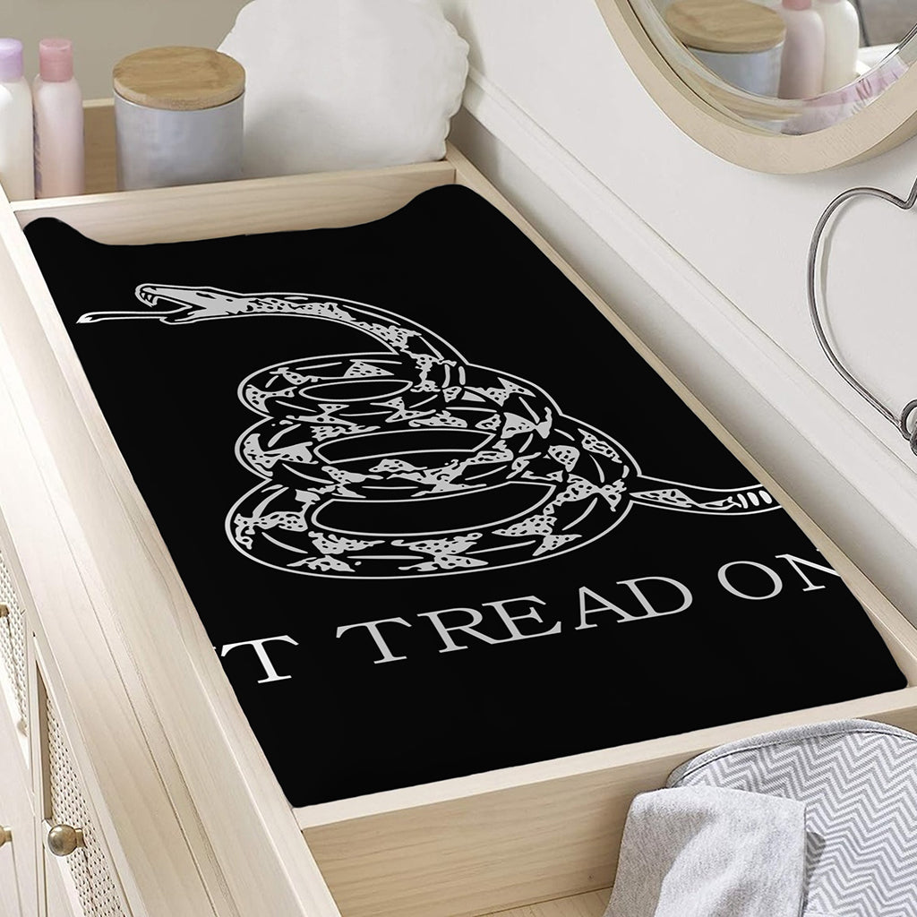 Black And White Gadsden Flag Print Changing Pad Cover