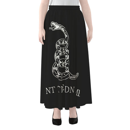 Black And White Gadsden Flag Print Chiffon Maxi Skirt