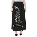 Black And White Gadsden Flag Print Chiffon Maxi Skirt