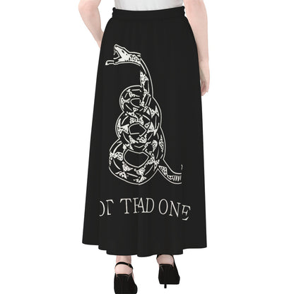 Black And White Gadsden Flag Print Chiffon Maxi Skirt