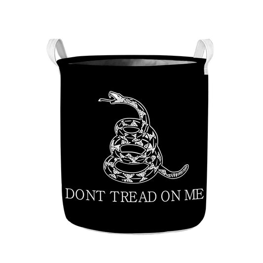 Black And White Gadsden Flag Print Collapsible Laundry Basket
