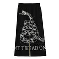 Black And White Gadsden Flag Print Cotton Front Slit Maxi Skirt