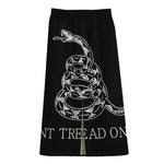 Black And White Gadsden Flag Print Cotton Front Slit Maxi Skirt