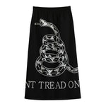 Black And White Gadsden Flag Print Cotton Front Slit Maxi Skirt