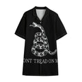 Black And White Gadsden Flag Print Cotton Hawaiian Shirt