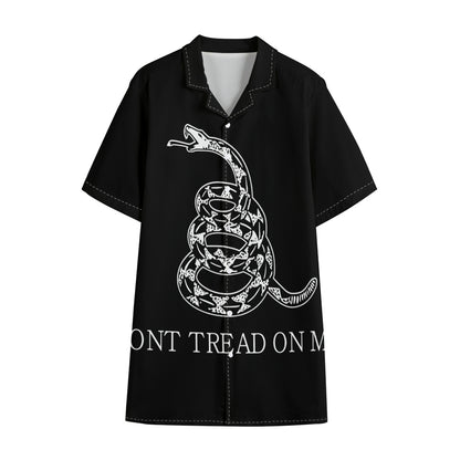 Black And White Gadsden Flag Print Cotton Hawaiian Shirt