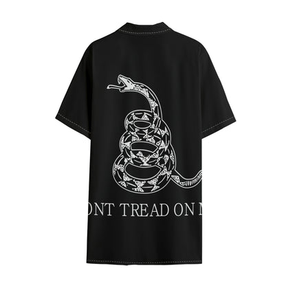 Black And White Gadsden Flag Print Cotton Hawaiian Shirt