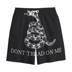 Black And White Gadsden Flag Print Cotton Shorts