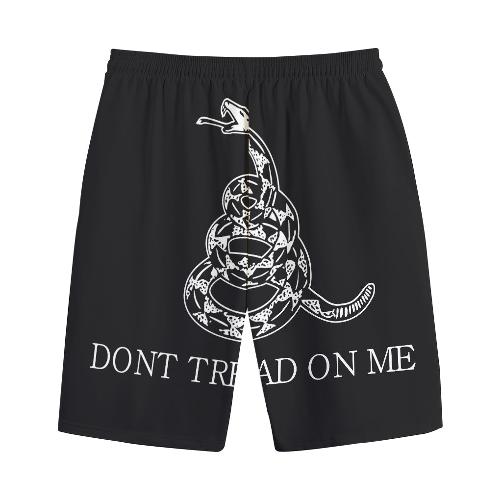 Black And White Gadsden Flag Print Cotton Shorts