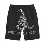 Black And White Gadsden Flag Print Cotton Shorts