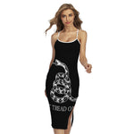 Black And White Gadsden Flag Print Cross Back Cami Dress