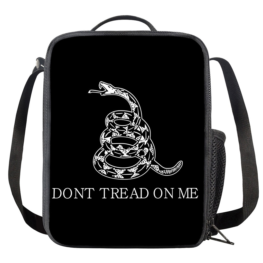 Black And White Gadsden Flag Print Crossbody Lunch Bag