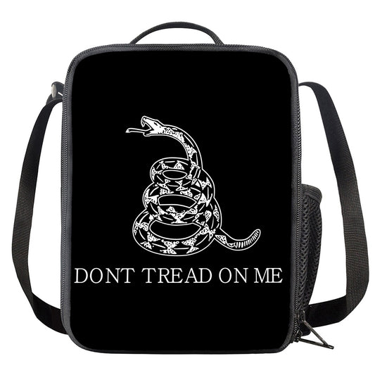 Black And White Gadsden Flag Print Crossbody Lunch Bag