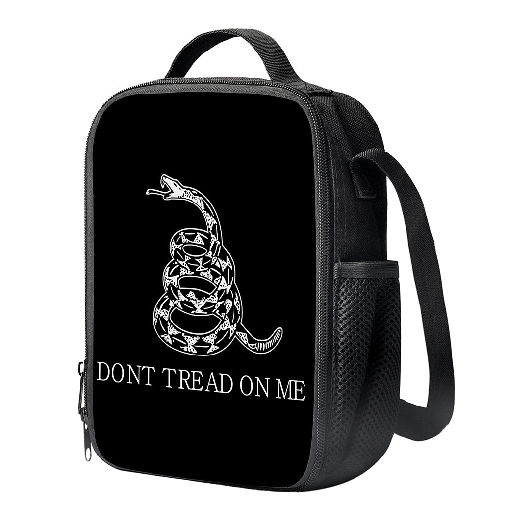 Black And White Gadsden Flag Print Crossbody Lunch Bag