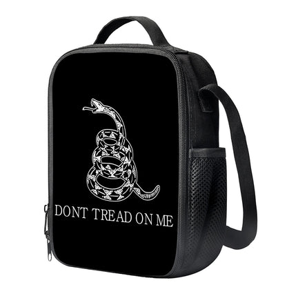 Black And White Gadsden Flag Print Crossbody Lunch Bag