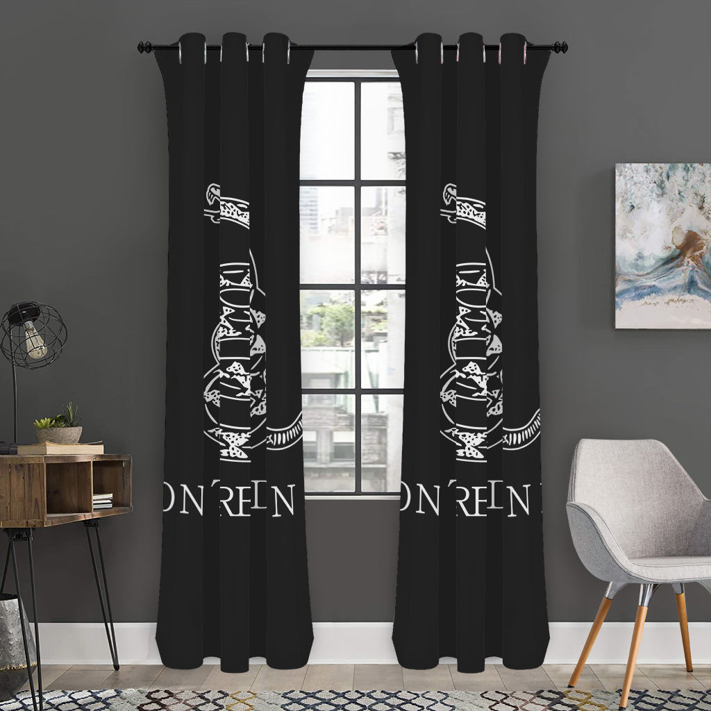 Black And White Gadsden Flag Print Curtain