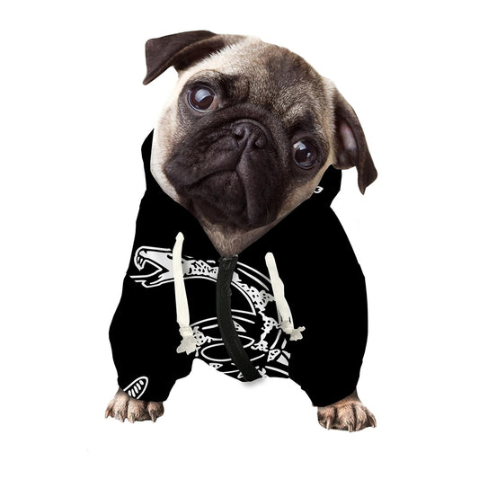 Black And White Gadsden Flag Print Dog Zip Up Hoodie