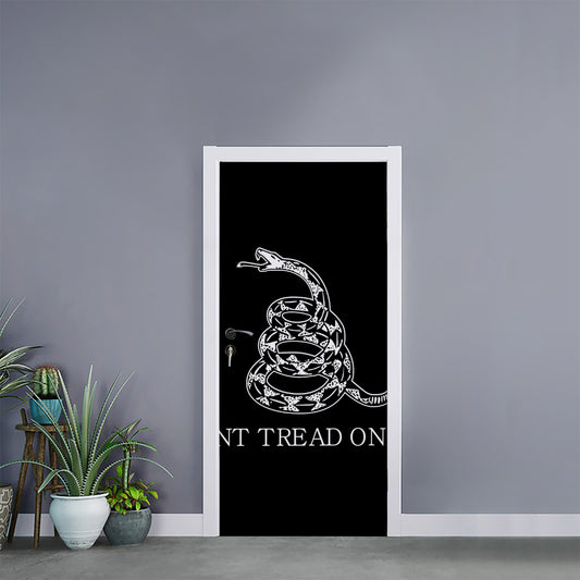 Black And White Gadsden Flag Print Door Sticker