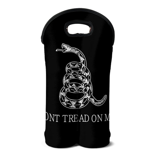 Black And White Gadsden Flag Print Double Neoprene Wine Tote