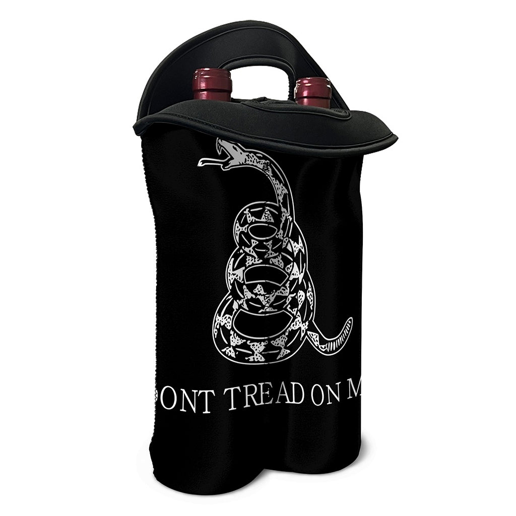 Black And White Gadsden Flag Print Double Neoprene Wine Tote