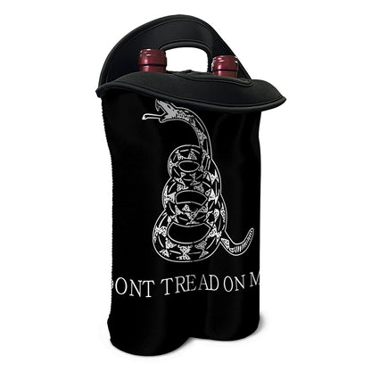 Black And White Gadsden Flag Print Double Neoprene Wine Tote