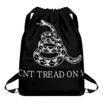 Black And White Gadsden Flag Print Drawstring Backpack