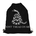 Black And White Gadsden Flag Print Drawstring Bag