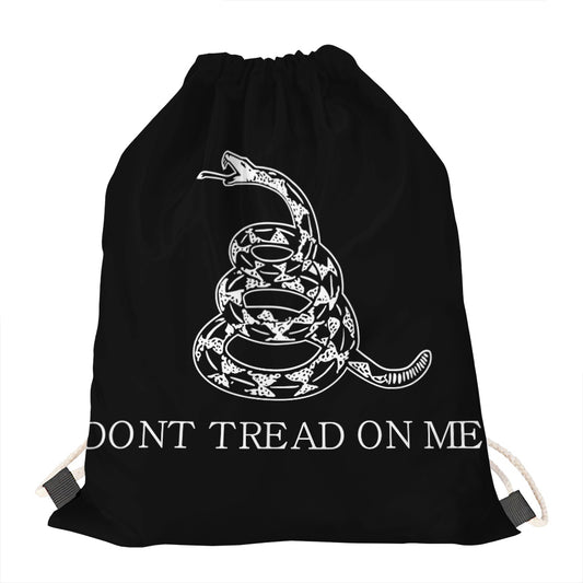 Black And White Gadsden Flag Print Drawstring Bag