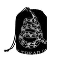 Black And White Gadsden Flag Print Drawstring Makeup Bag