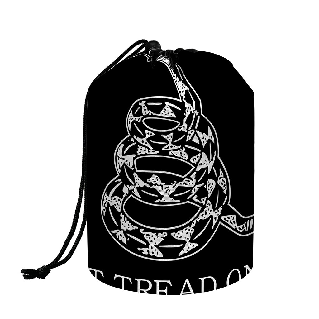 Black And White Gadsden Flag Print Drawstring Makeup Bag