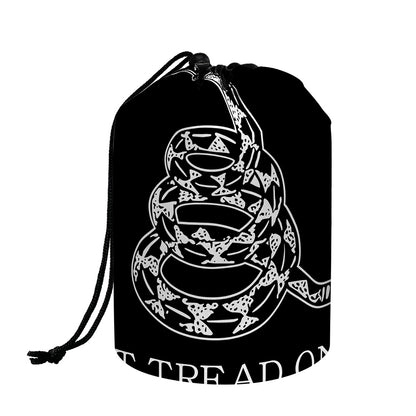 Black And White Gadsden Flag Print Drawstring Makeup Bag
