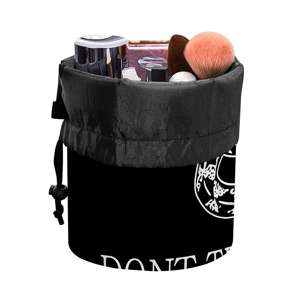 Black And White Gadsden Flag Print Drawstring Makeup Bag
