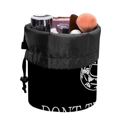 Black And White Gadsden Flag Print Drawstring Makeup Bag