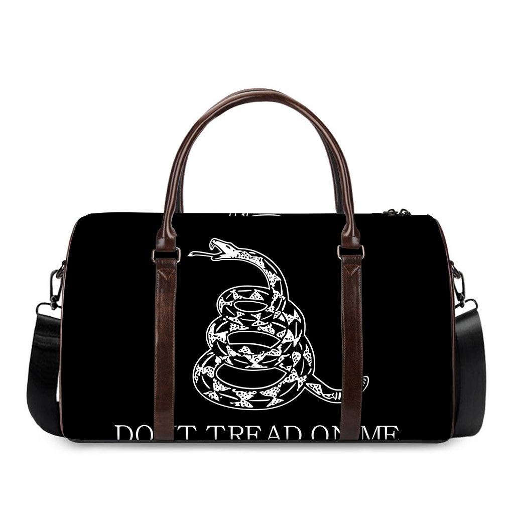 Black And White Gadsden Flag Print Duffle Bag