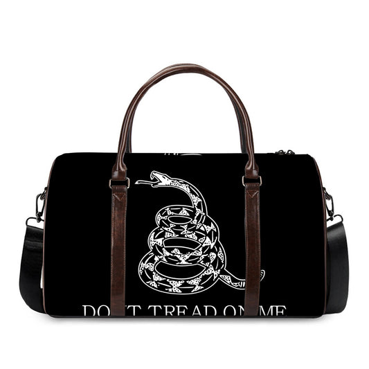 Black And White Gadsden Flag Print Duffle Bag