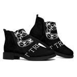 Black And White Gadsden Flag Print Flat Ankle Boots