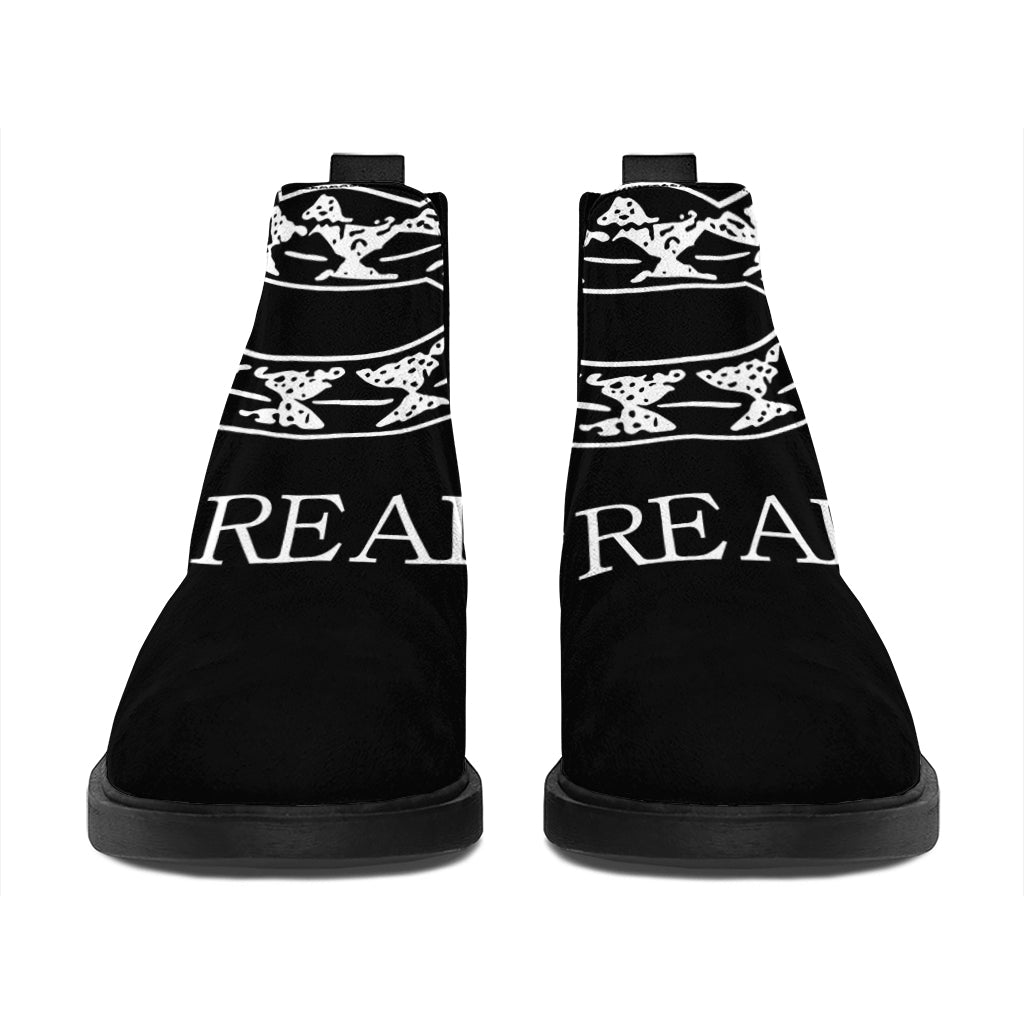 Black And White Gadsden Flag Print Flat Ankle Boots
